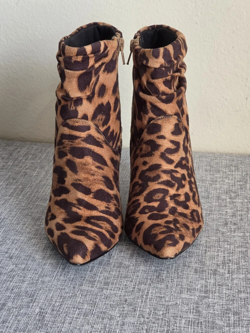 Fergalicious Shae Leopard Print Heel Booties Size 7